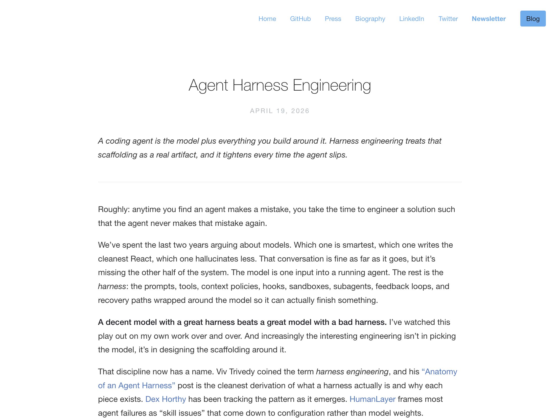Agent Harness Engineering