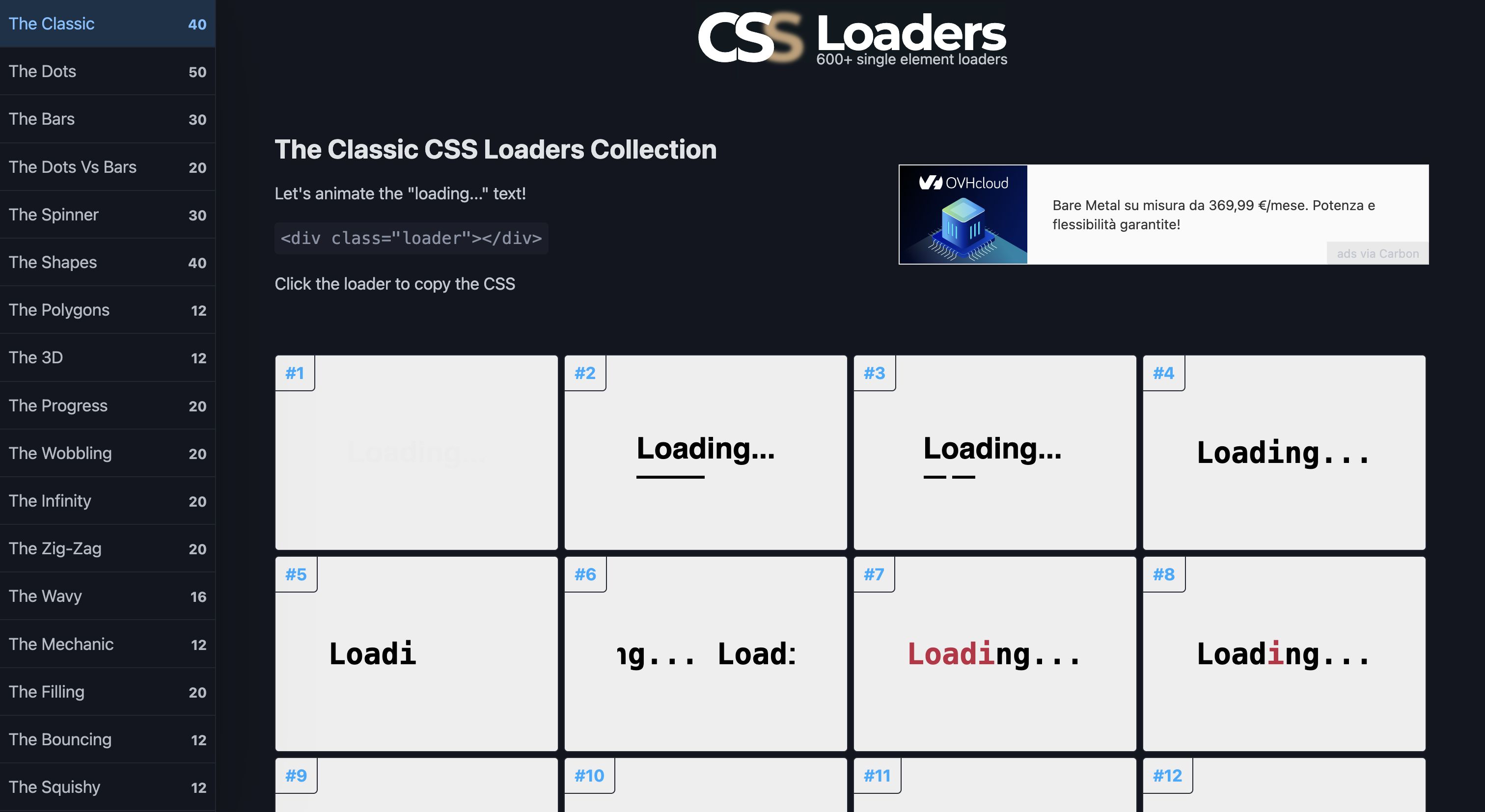 The Classic CSS Loaders Collection
