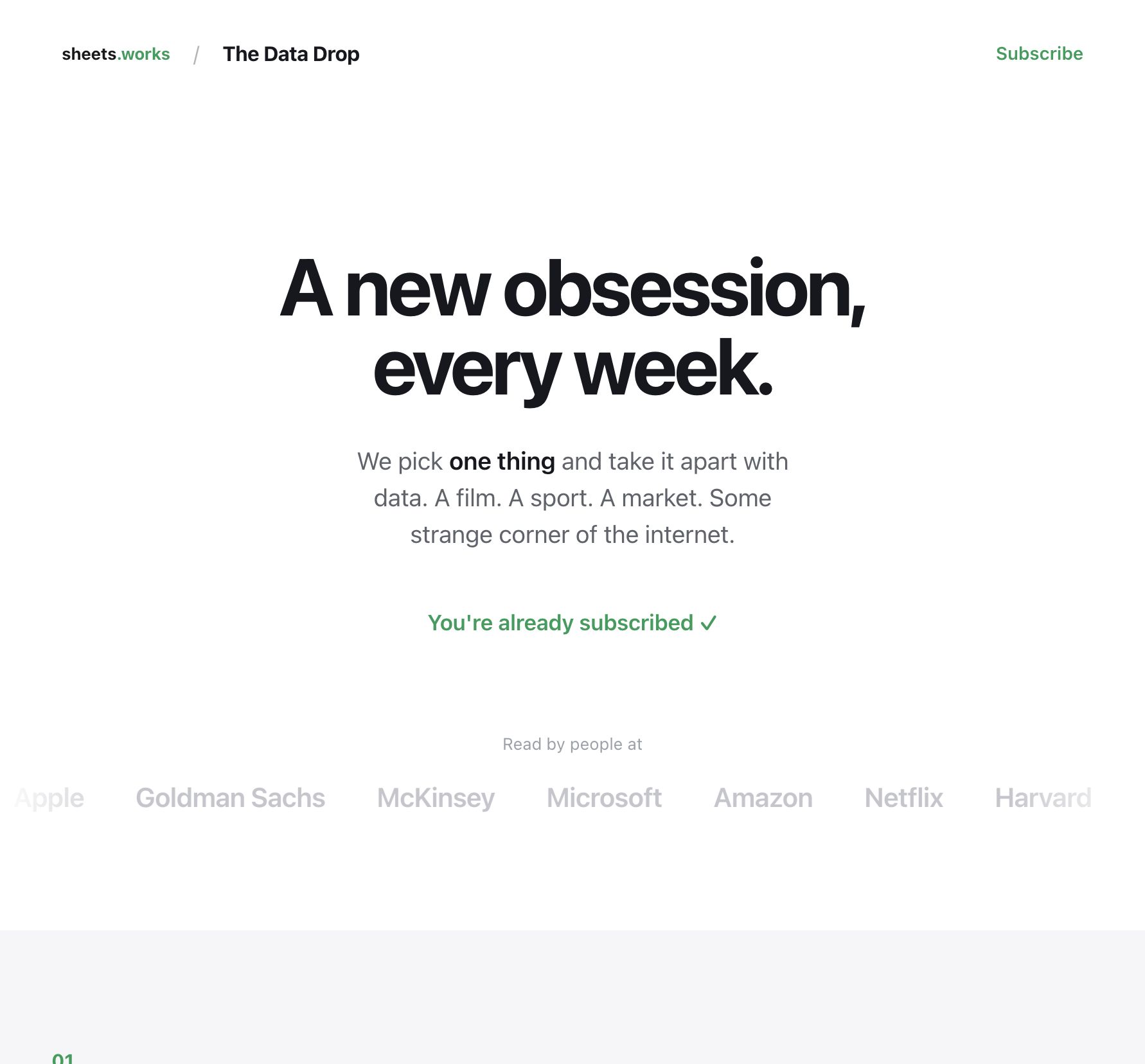The Data Drop — A New Obsession Every Week