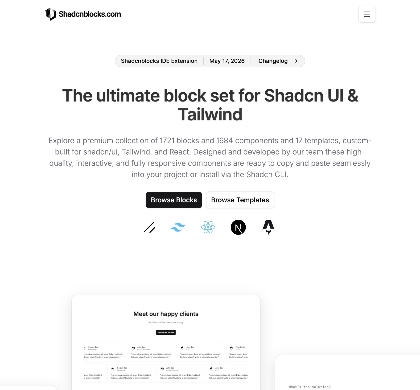 Shadcnblocks shadcn/ui blocks & components