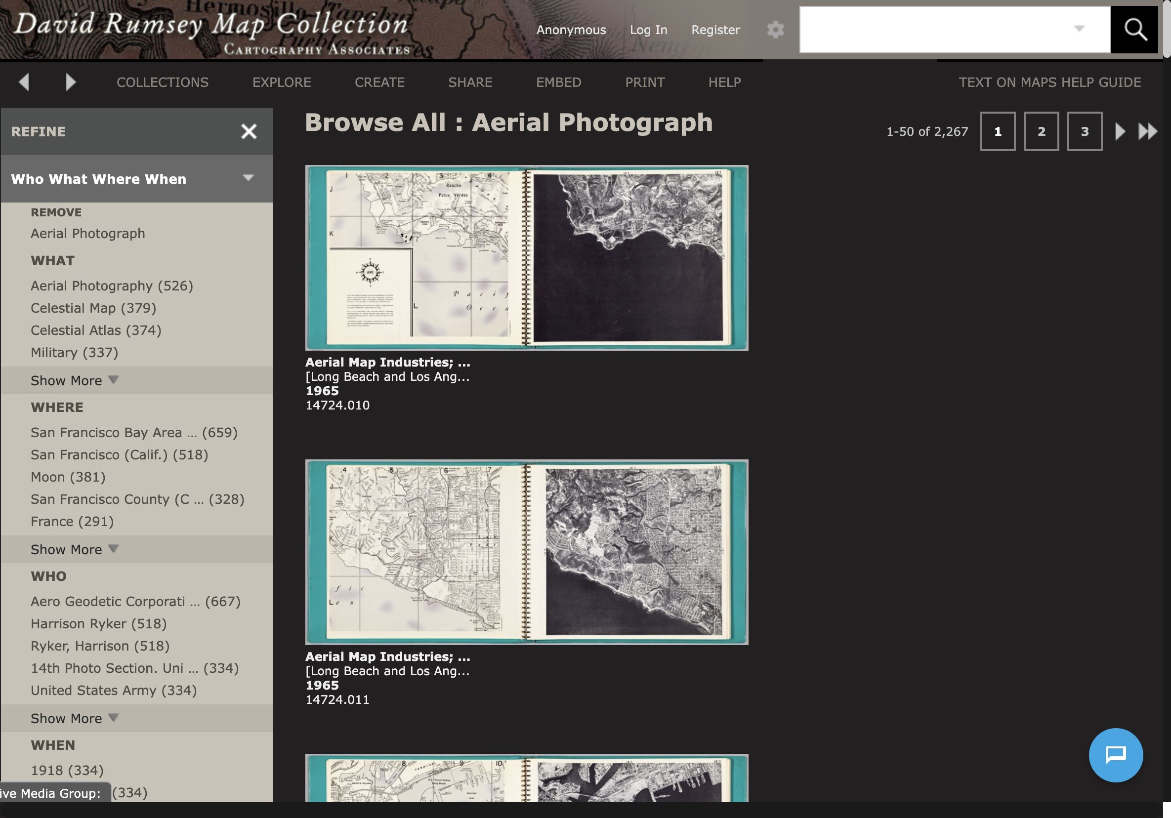 Browse All : Aerial Photograph - David Rumsey Historical Map Collection