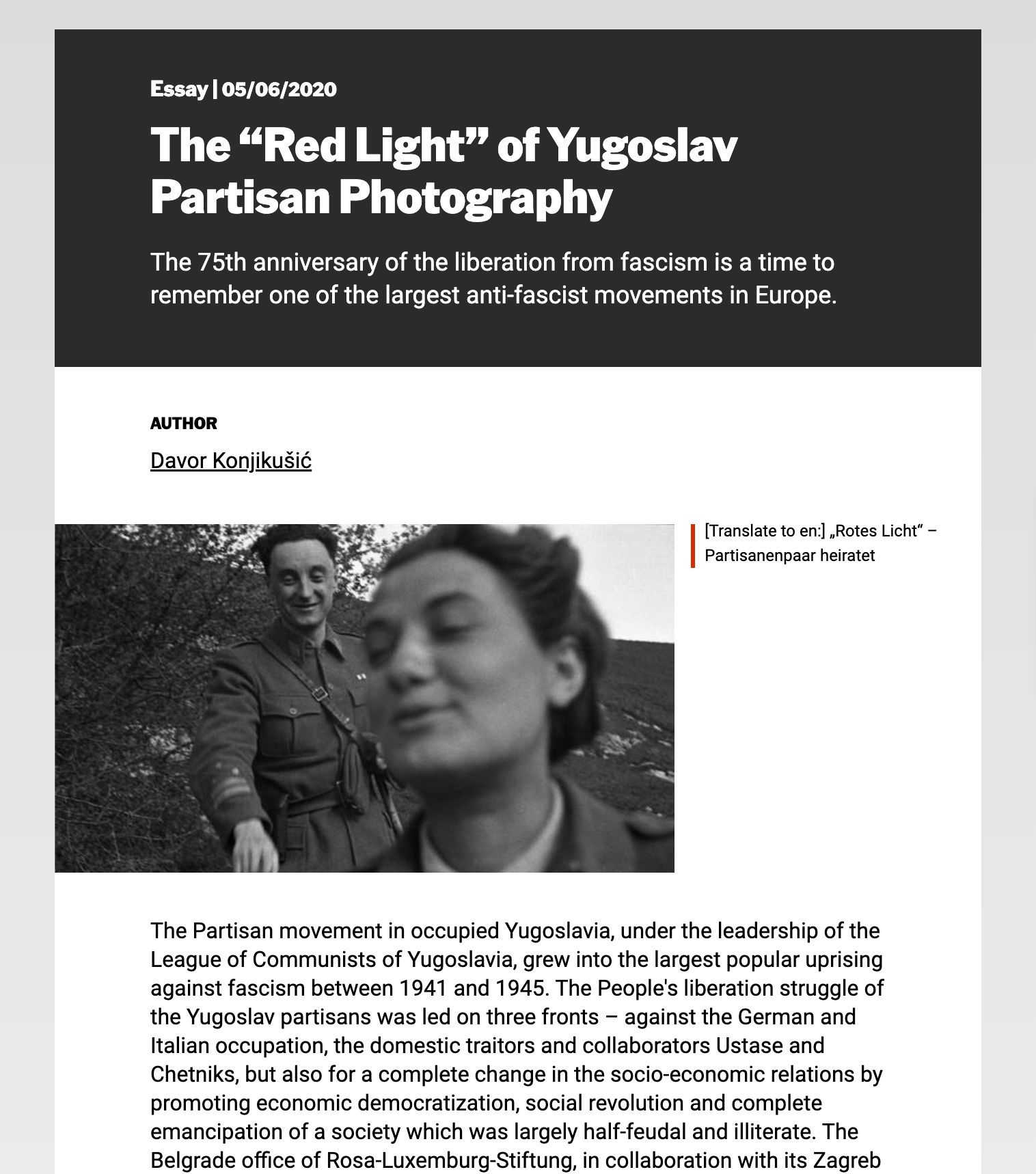 The “Red Light” of Yugoslav Partisan Photography - Rosa-Luxemburg-Stiftung