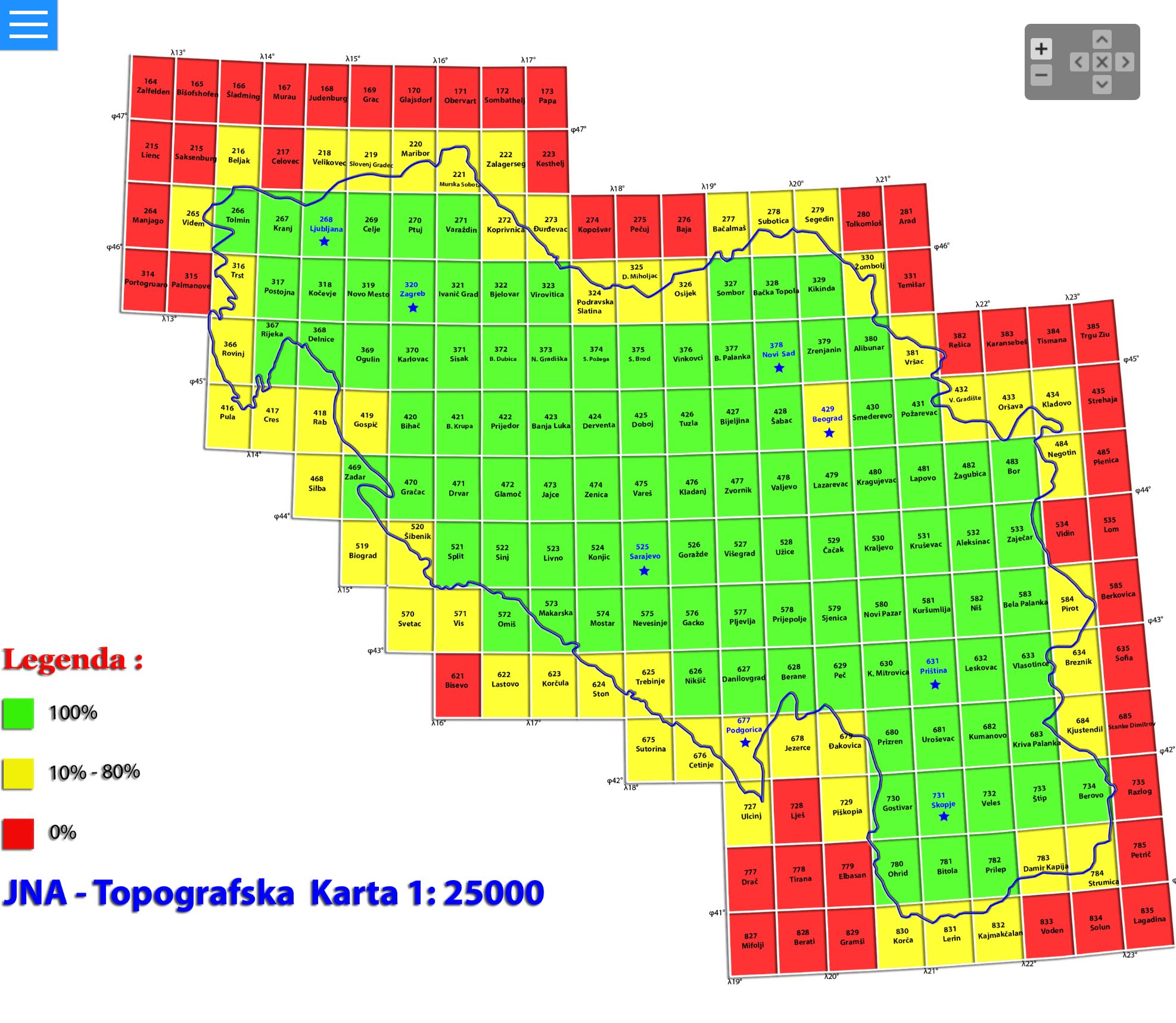 Topografska Karta JNA 1:25000