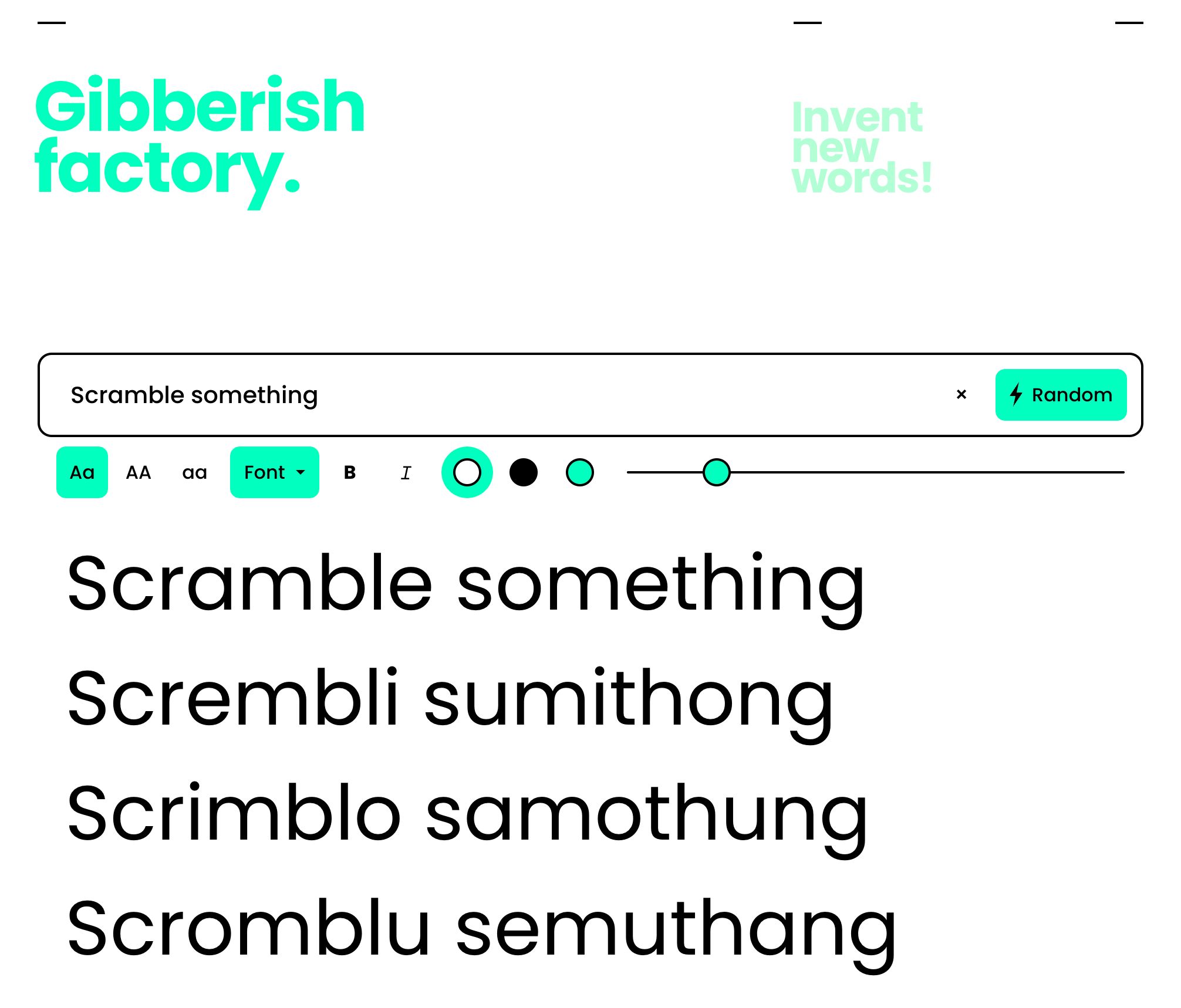 Gibberish factory — Scrambled text generator