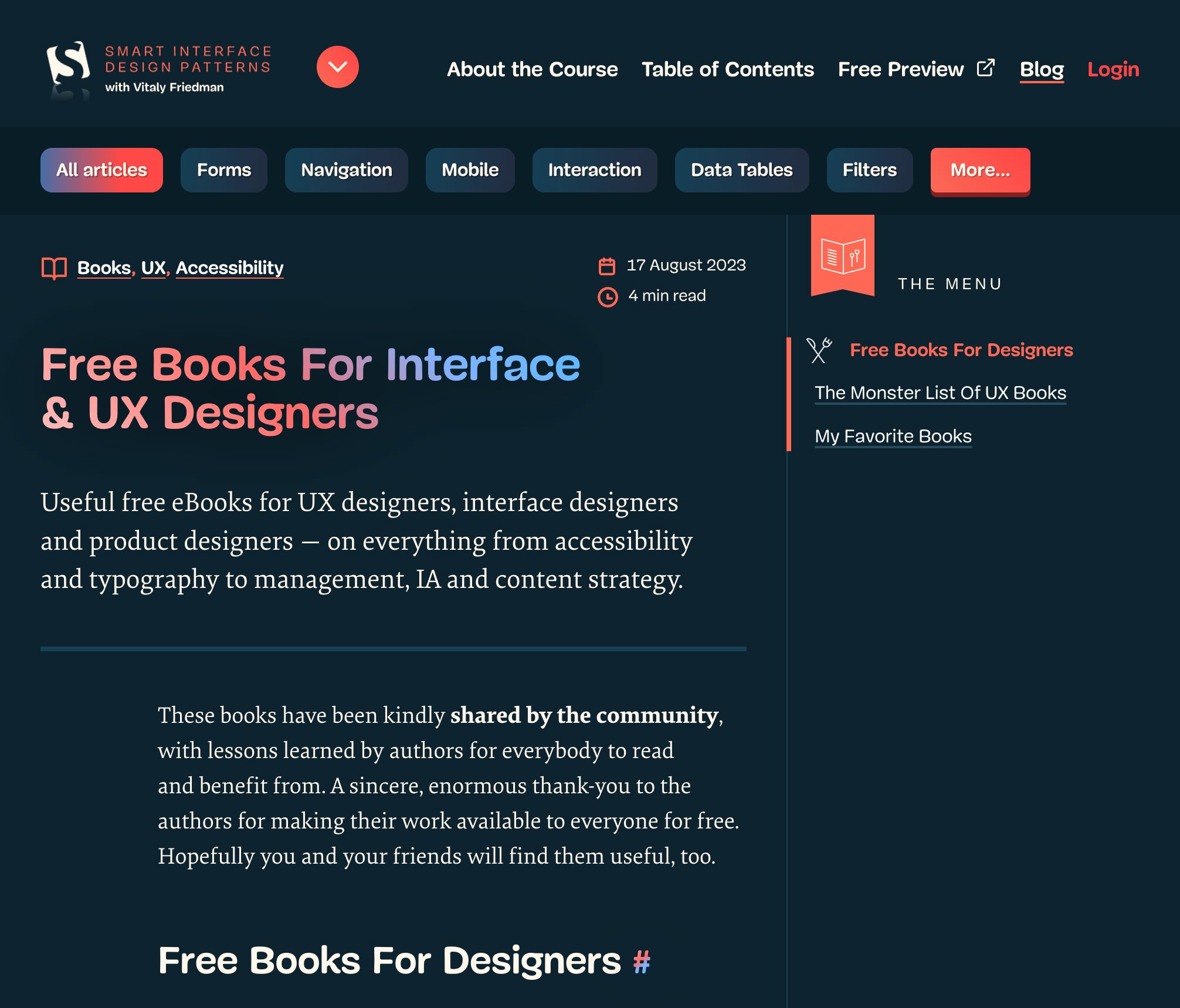 Free Books For Interface & UX Designers — Smart Interface Design Patterns