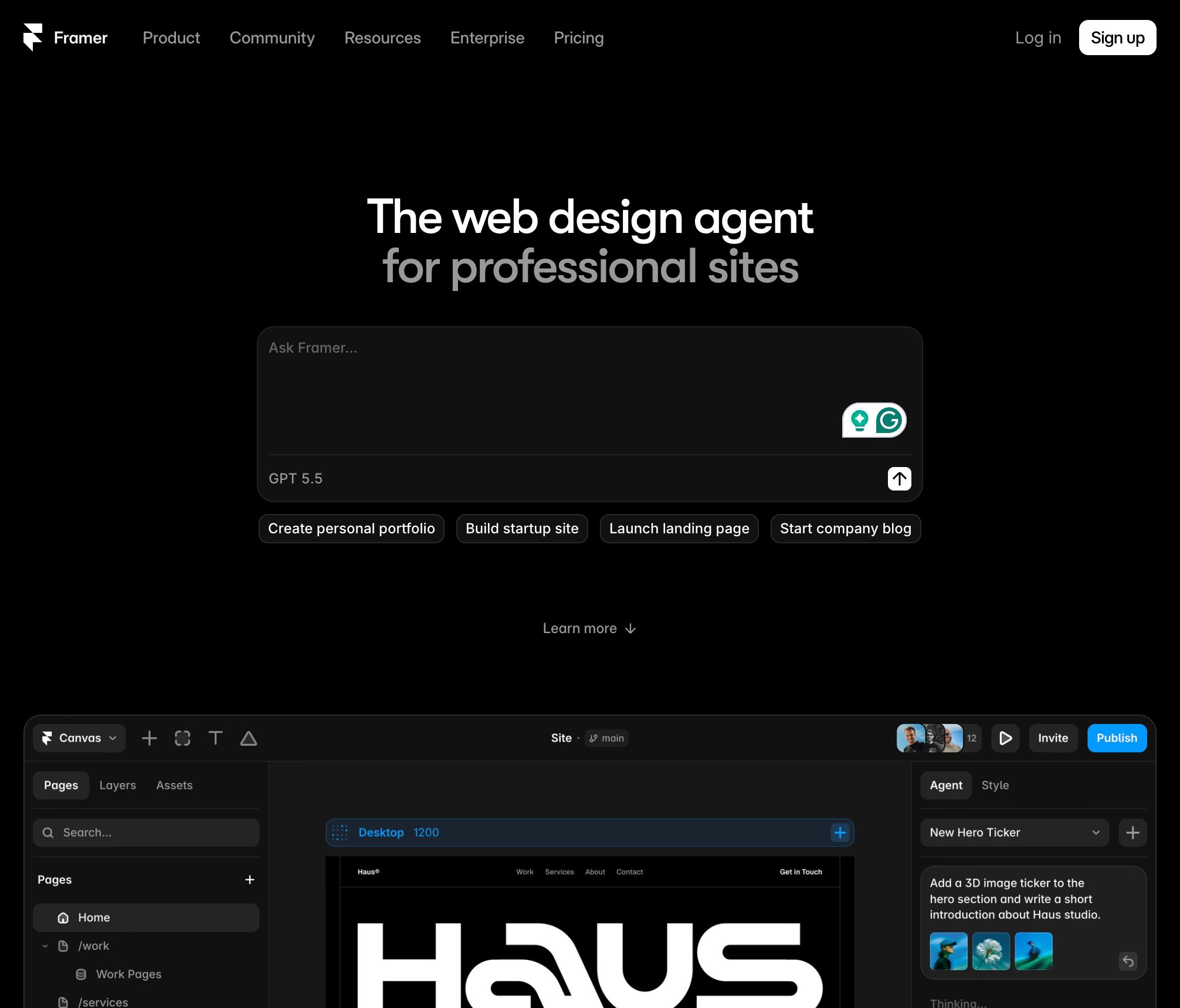 Framer: AI website builder for professional sites