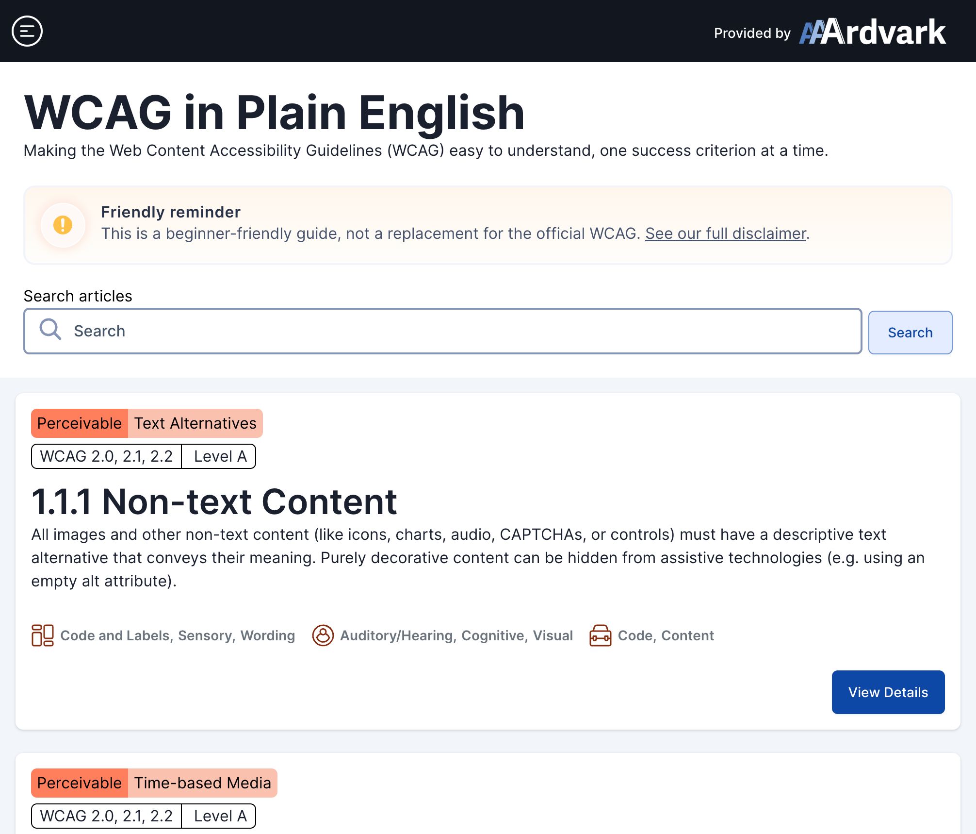 WCAG in Plain English - AAArdvark