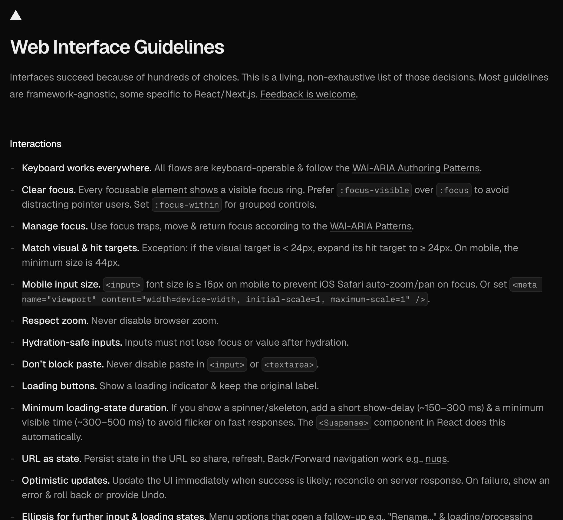 Web Interface Guidelines
