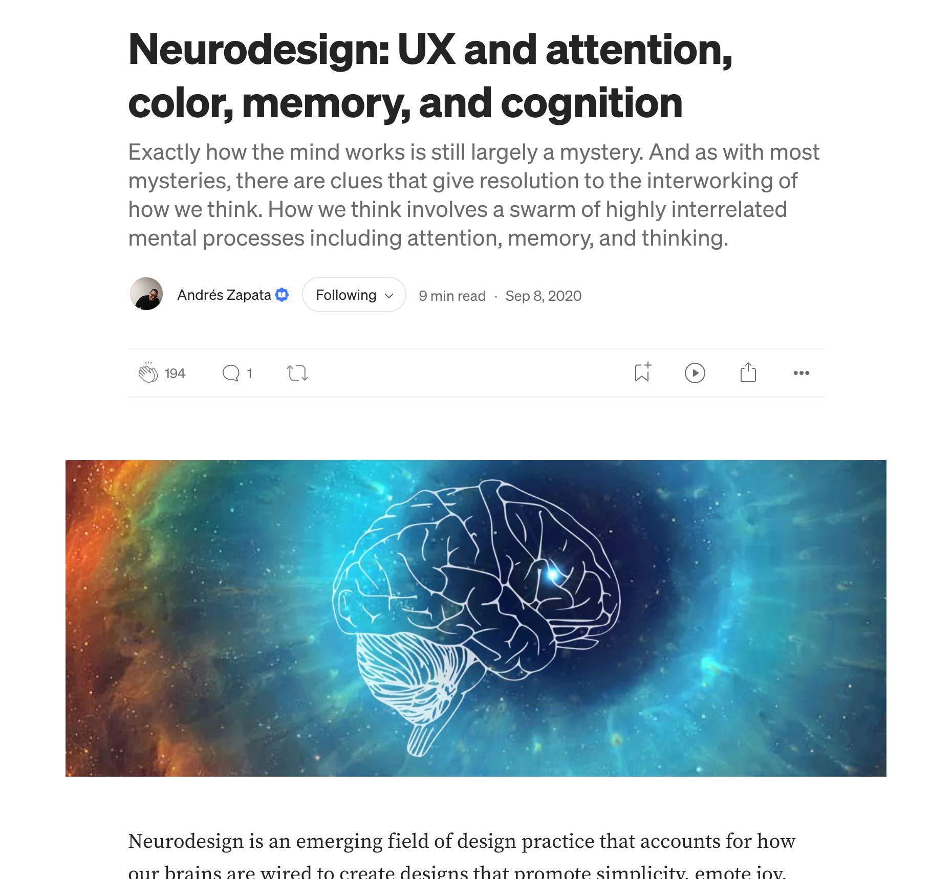 Neurodesign: UX and attention, color, memory, and cognition