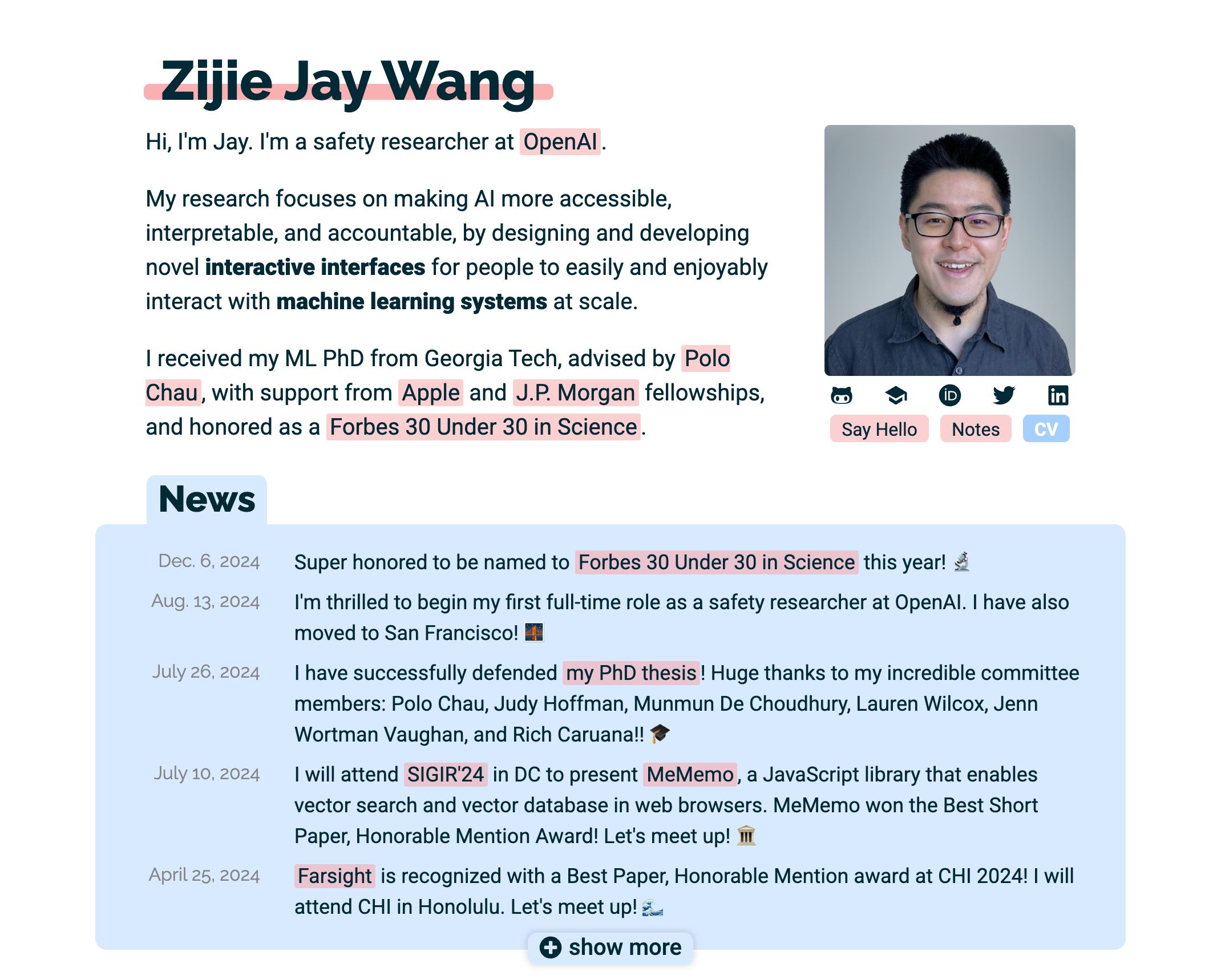 Jay Wang | Machine Learning + Visualization Researcher