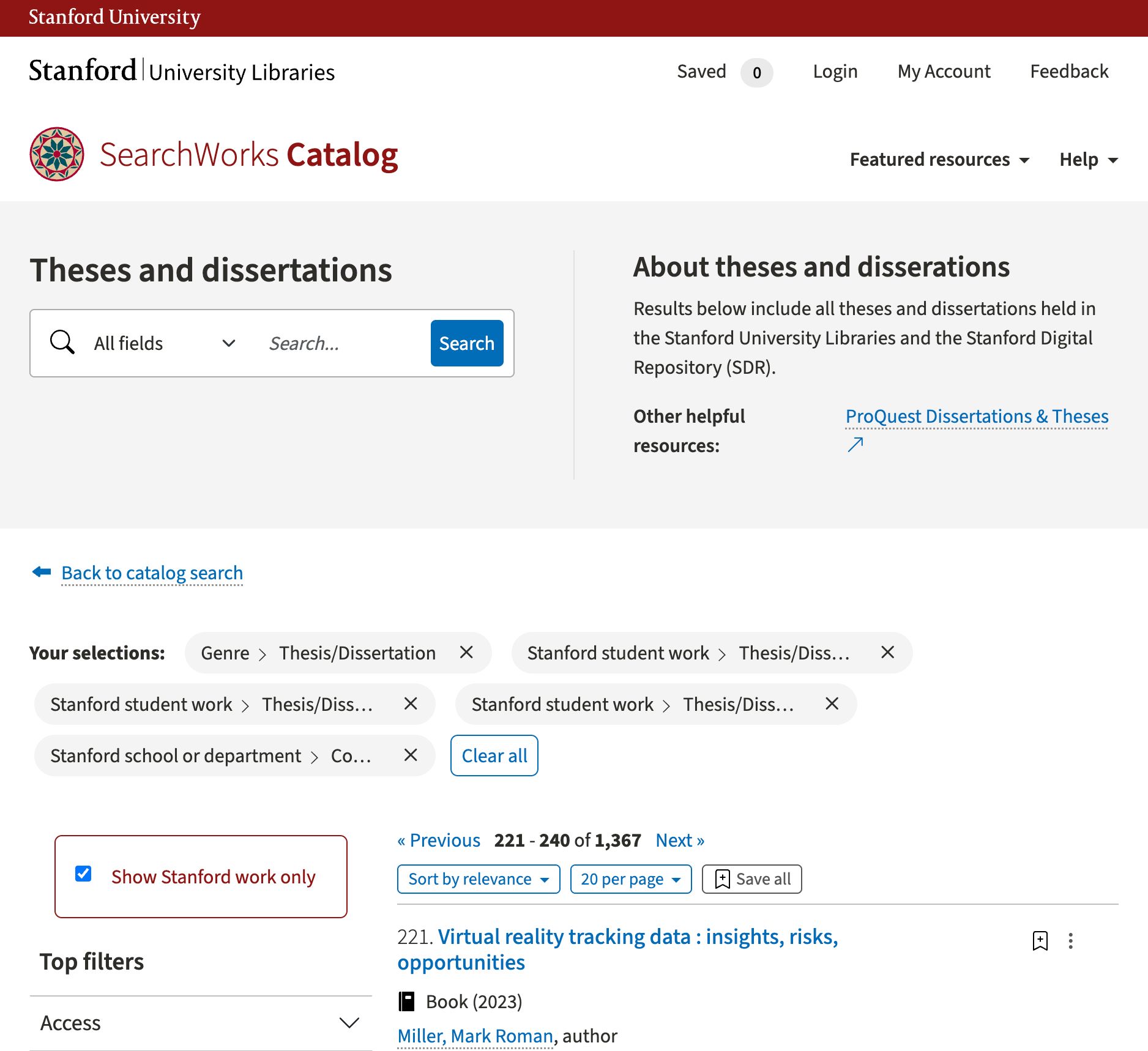 Dissertation theses in SearchWorks catalog