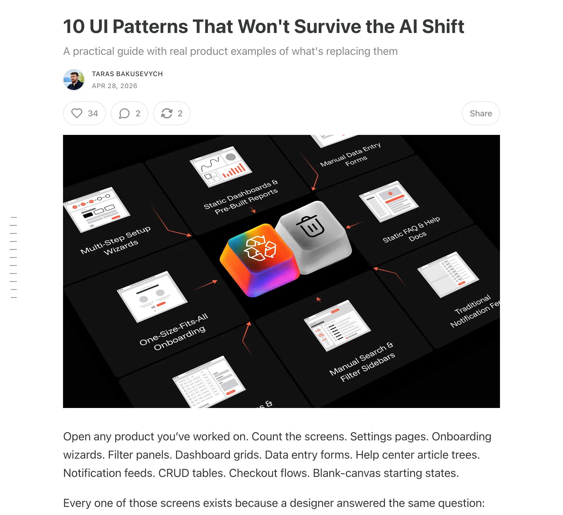 10 UI Patterns That Won't Survive the AI Shift