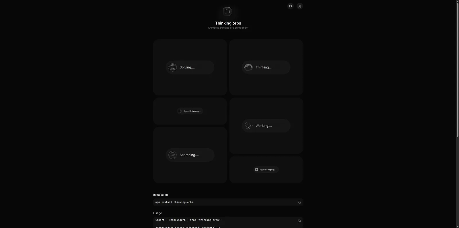 Thinking orbs — Animated thinking orb component